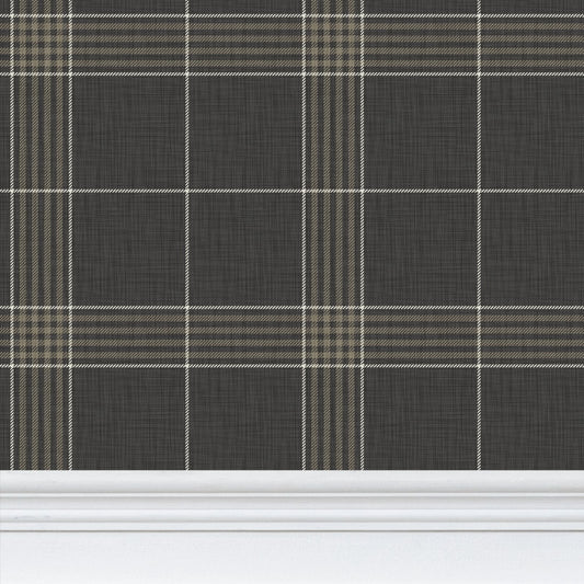Wallpaper – Hollis Tartan Plaid in Wrought Iron