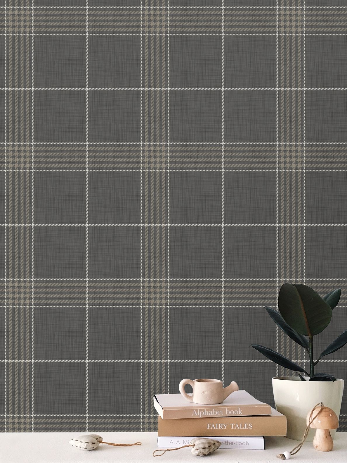 Wallpaper – Hollis Tartan Plaid in Wrought Iron