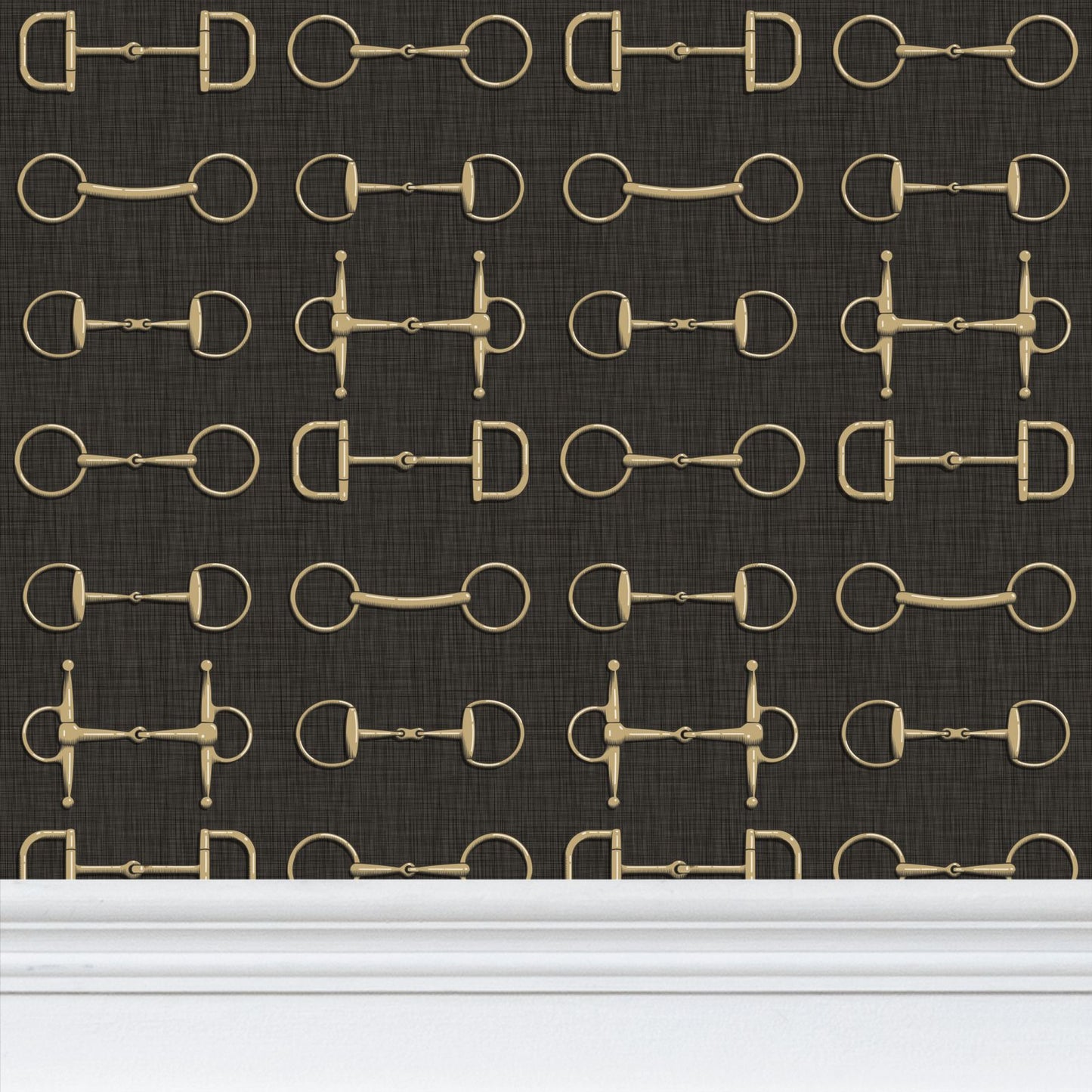 Wallpaper – Ashby Horse Bits in Carbon and Gold