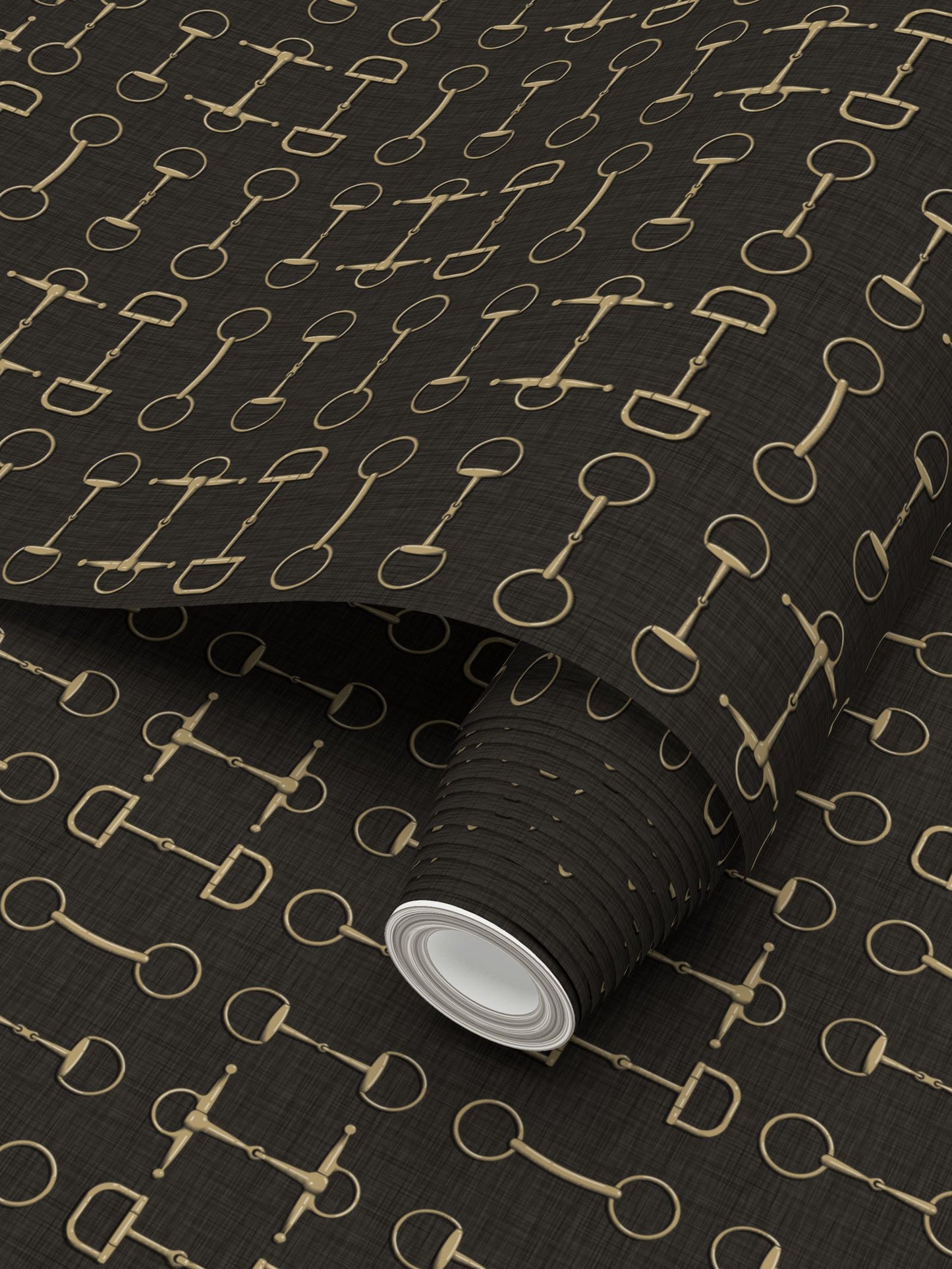 Wallpaper – Ashby Horse Bits in Carbon and Gold