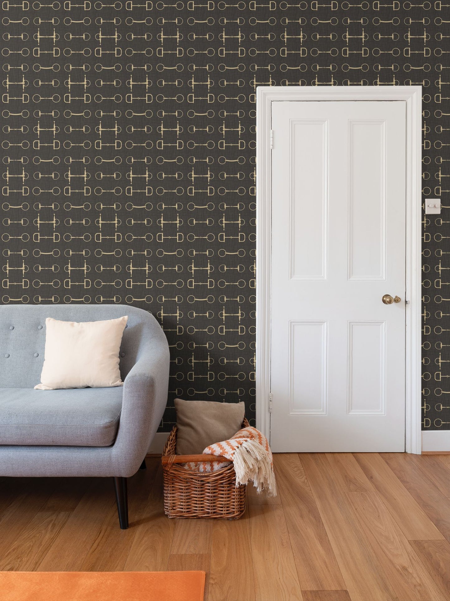 Wallpaper – Ashby Horse Bits in Carbon and Gold