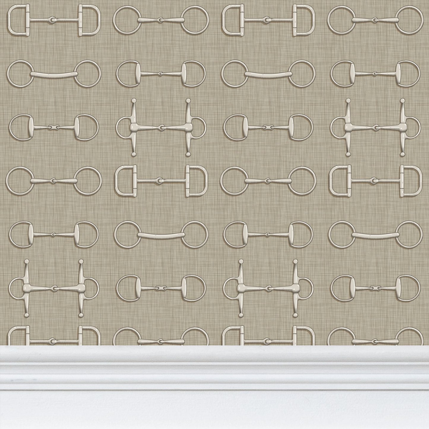 Wallpaper – Ashby Horse Bits in Aged Linen