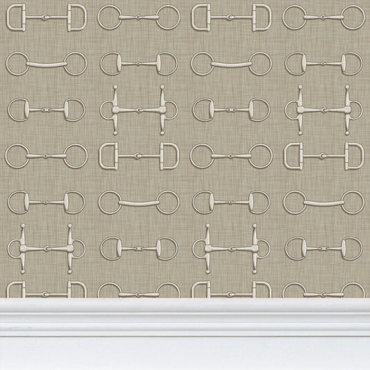 Wallpaper – Ashby Horse Bits in Aged Linen
