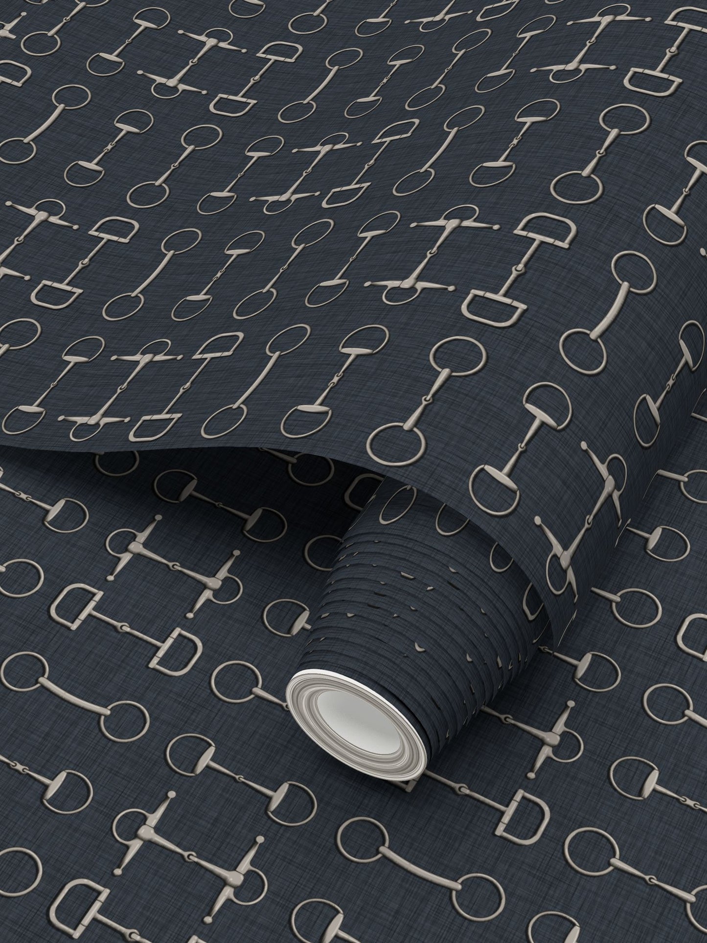Wallpaper – Ashby Horse Bits in Midnight Navy