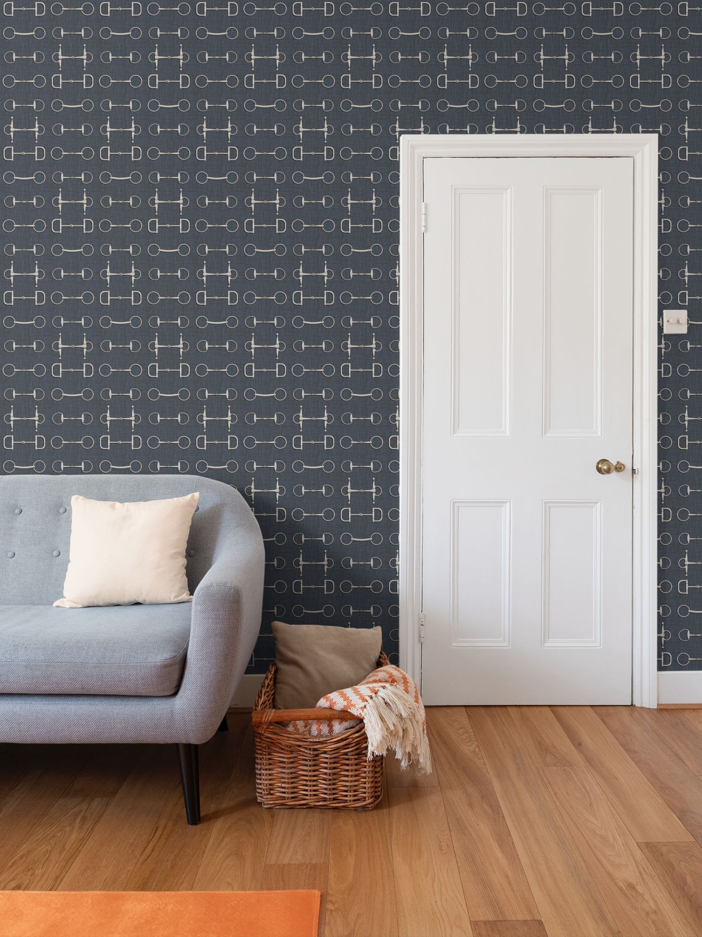 Wallpaper – Ashby Horse Bits in Midnight Navy
