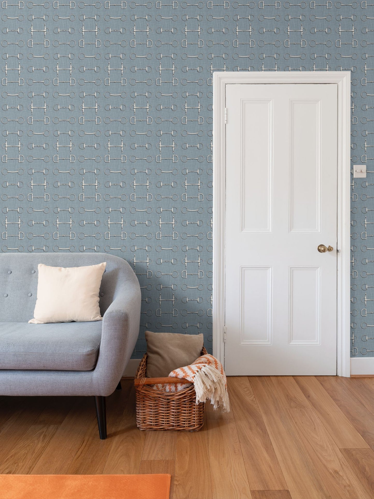 Wallpaper – Ashby Horse Bits in Blue Serge