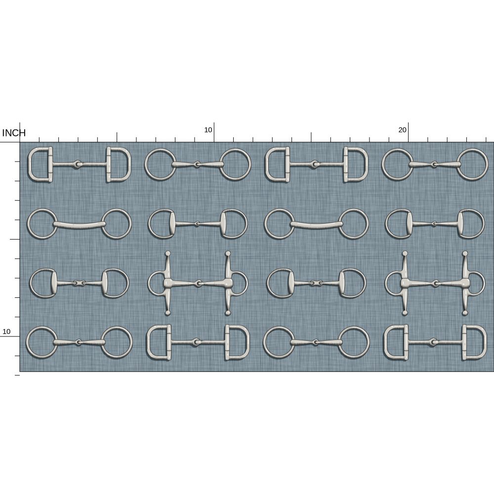 Wallpaper – Ashby Horse Bits in Blue Serge
