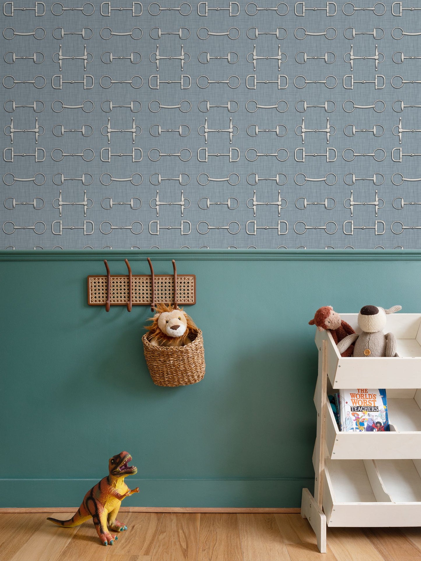Wallpaper – Ashby Horse Bits in Blue Serge