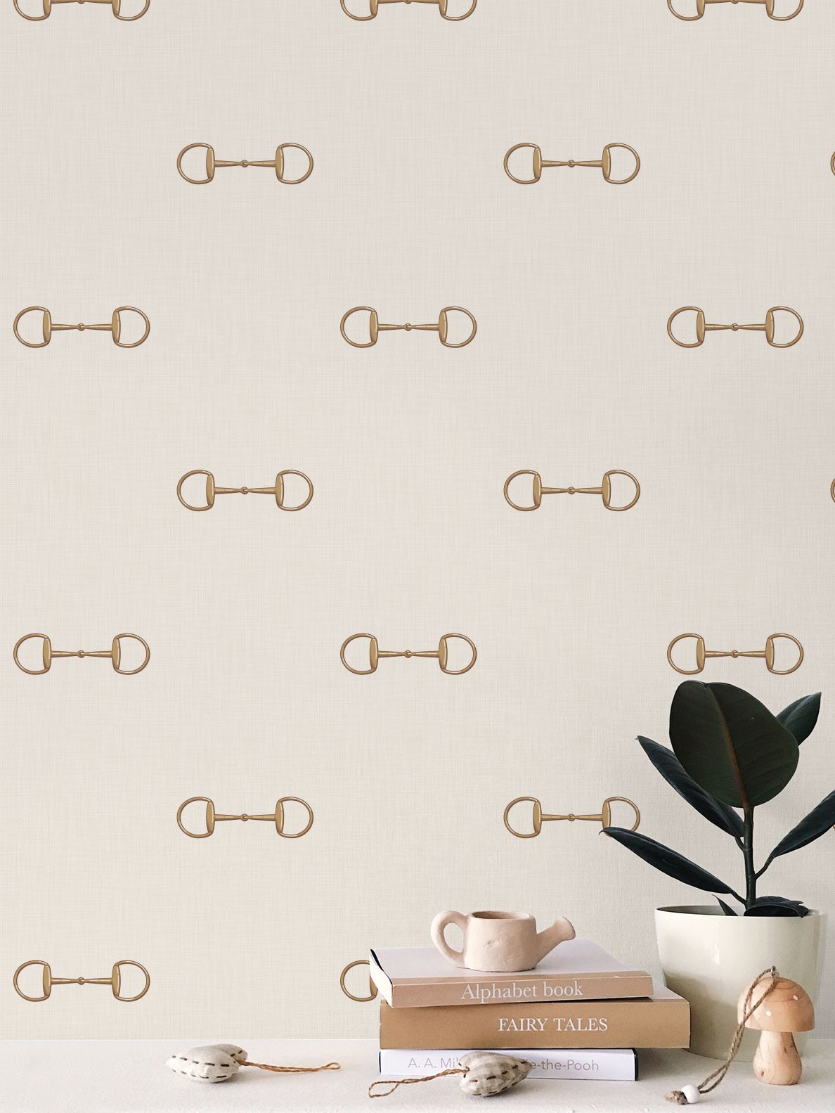 Wallpaper – Lexi Snaffle Horse Bits in Ivory and Gold