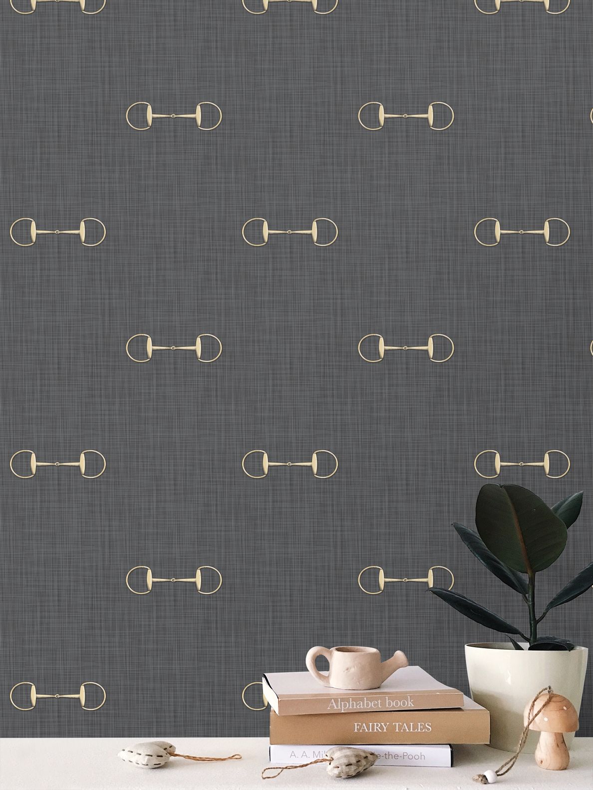 Wallpaper – Lexi Snaffle Horse Bits in Ink and Gold