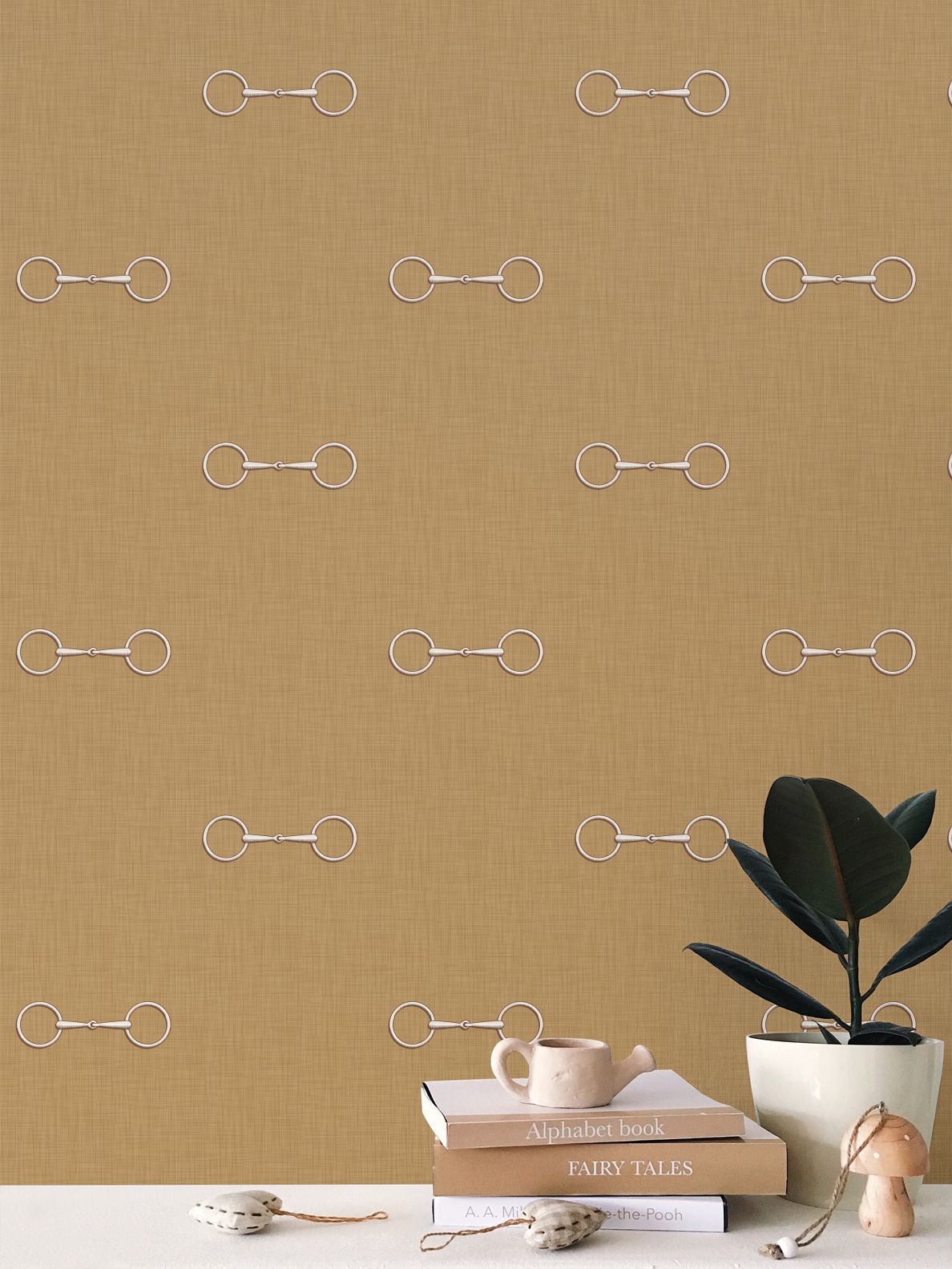 Wallpaper – Devon Horse Bits in Gold