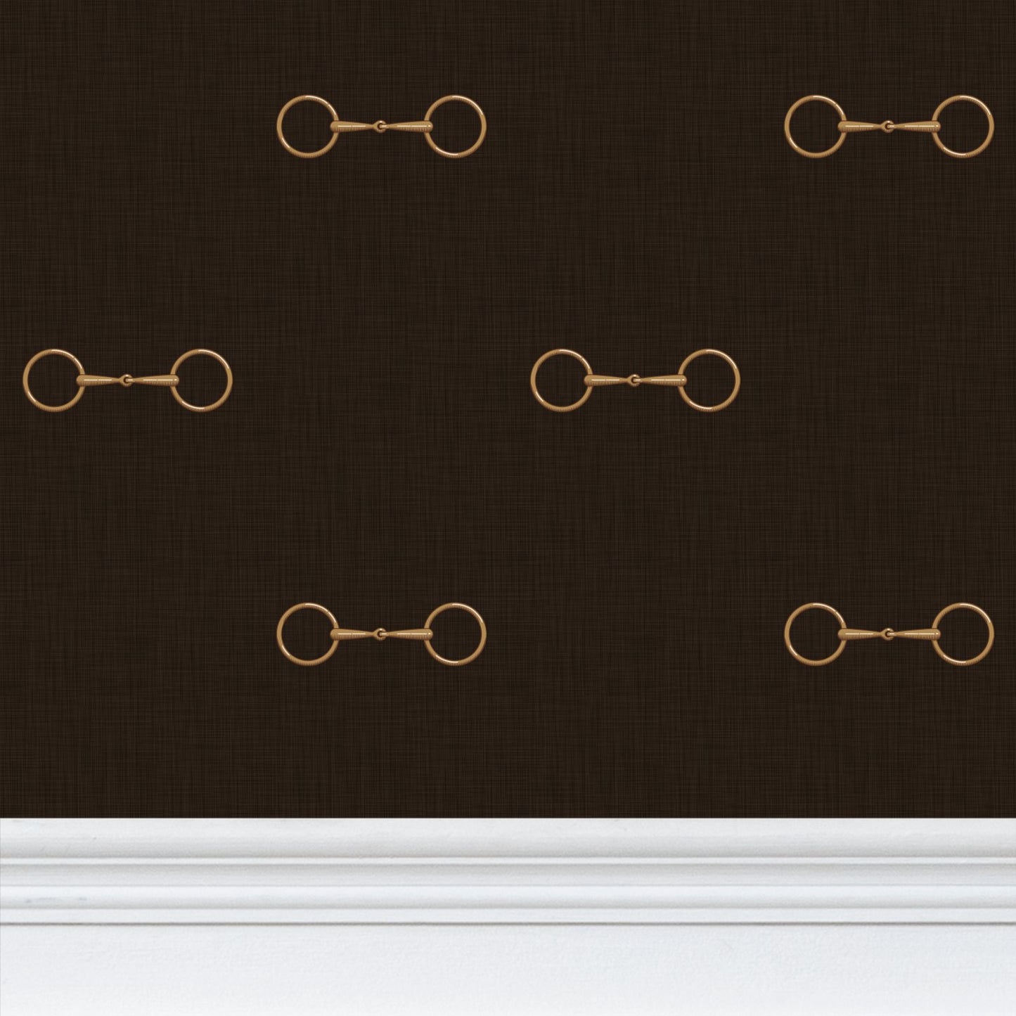 Wallpaper – Devon Horse Bits in Espresso and Gold