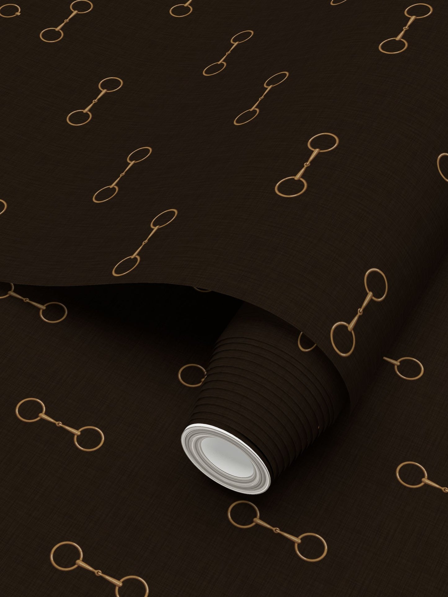 Wallpaper – Devon Horse Bits in Espresso and Gold