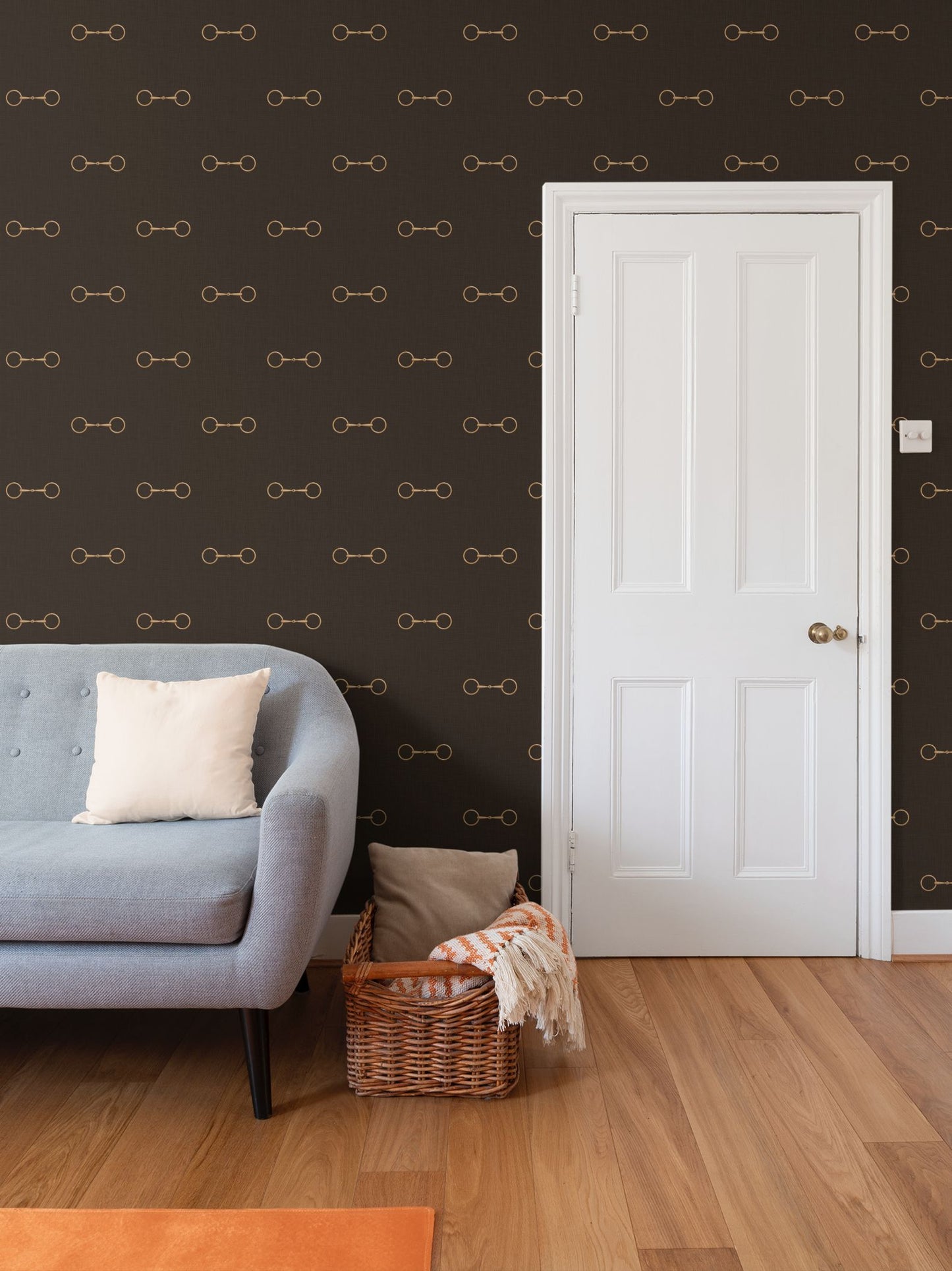 Wallpaper – Devon Horse Bits in Espresso and Gold