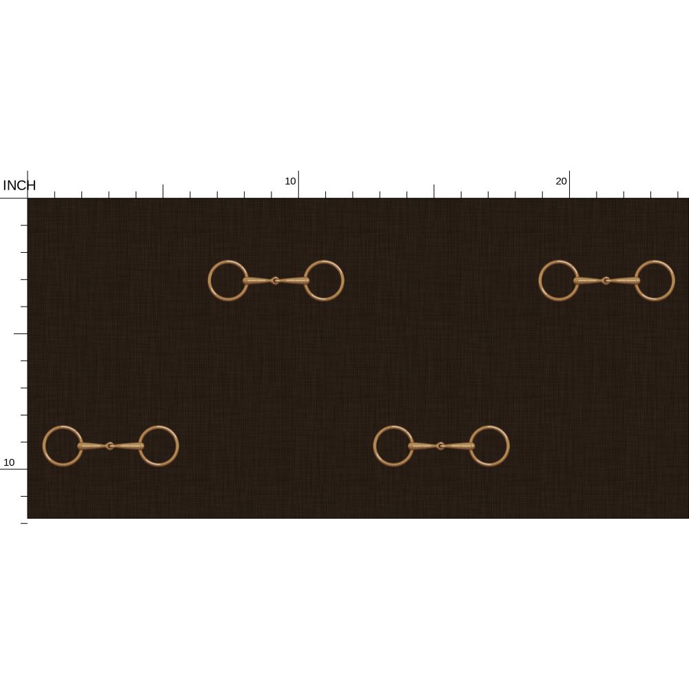 Wallpaper – Devon Horse Bits in Espresso and Gold