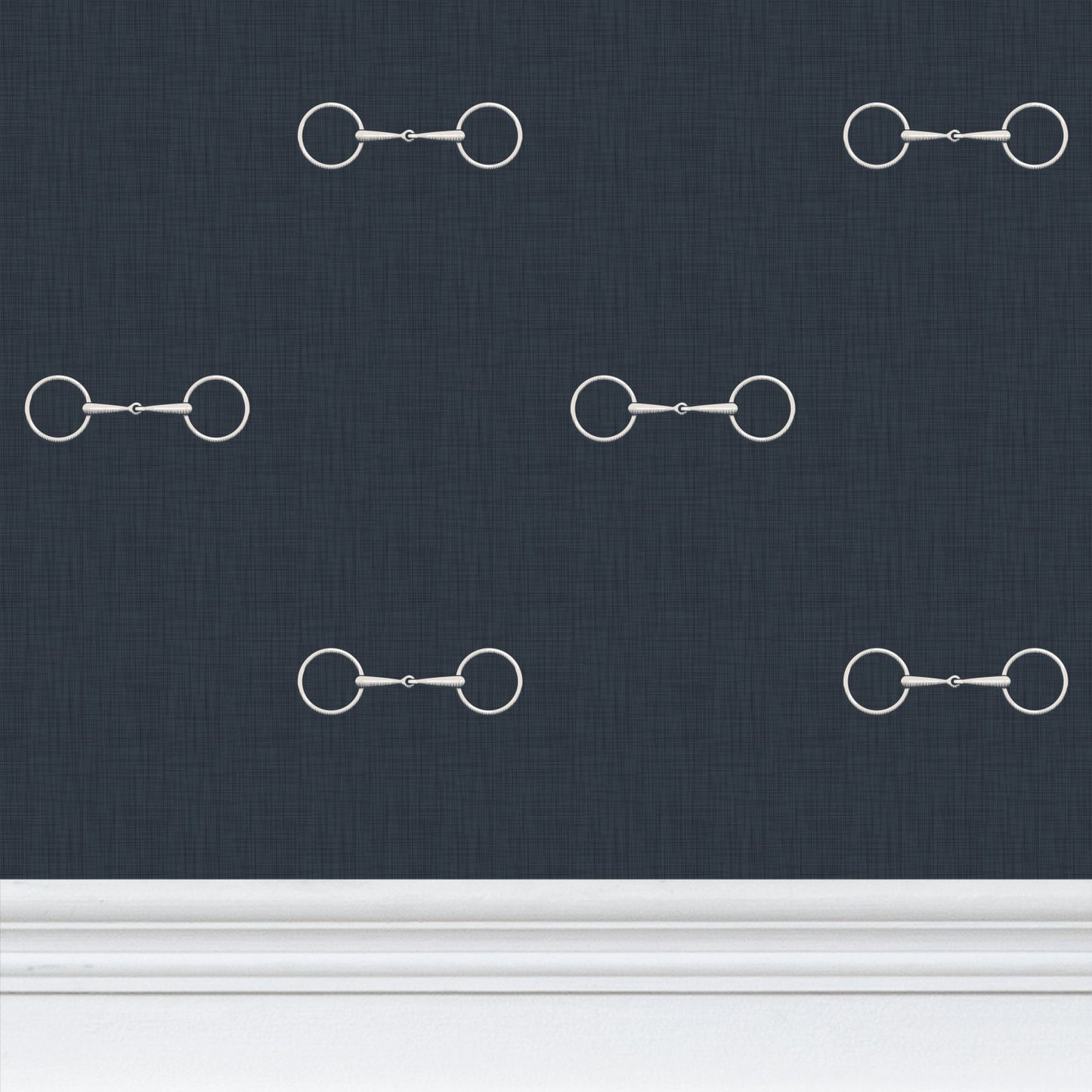 Wallpaper – Devon Horse Bits in Stonewashed Navy