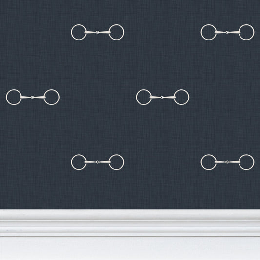 Wallpaper – Devon Horse Bits in Stonewashed Navy
