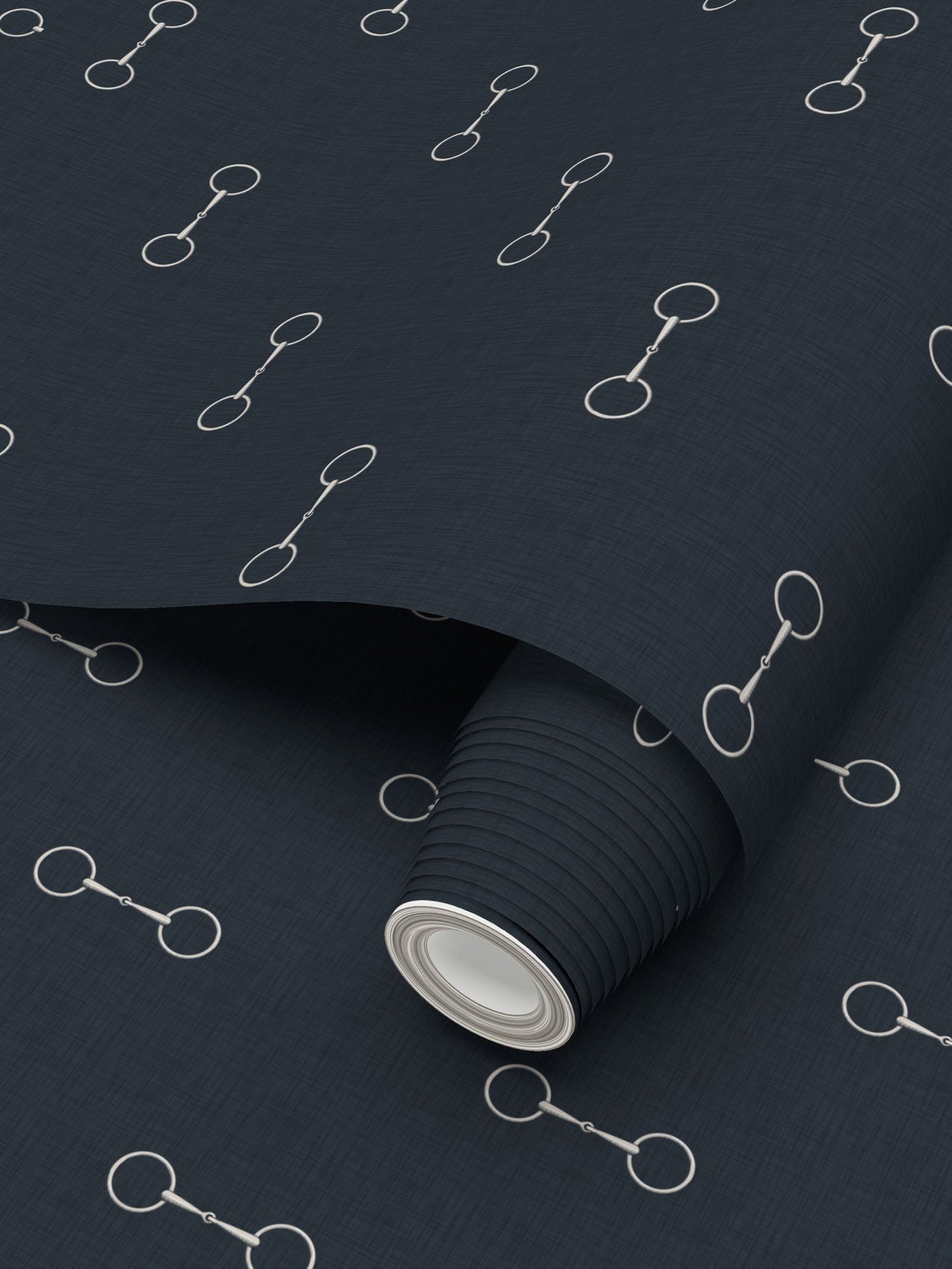 Wallpaper – Devon Horse Bits in Stonewashed Navy