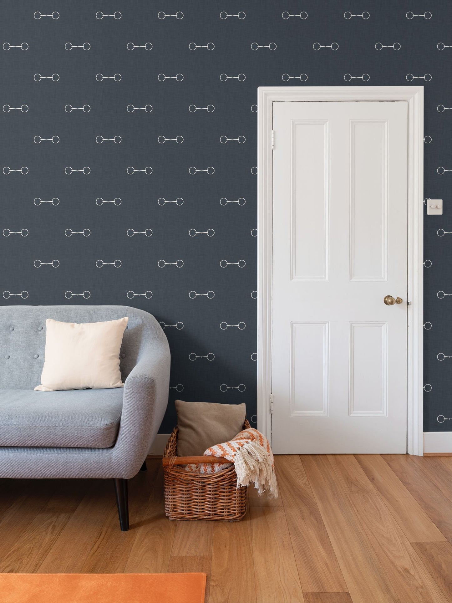 Wallpaper – Devon Horse Bits in Stonewashed Navy