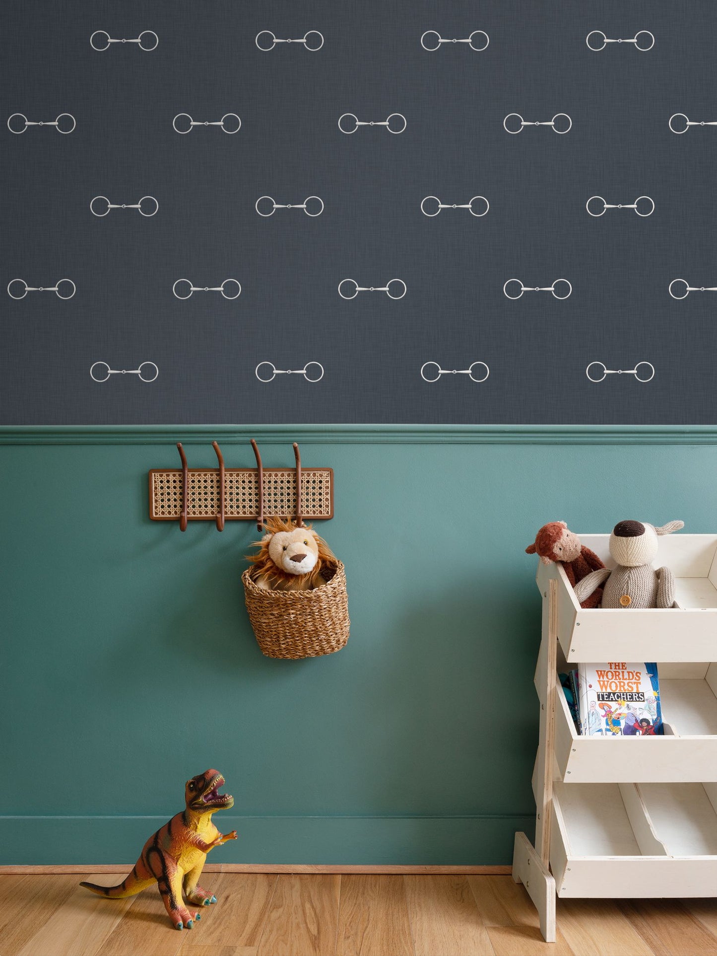 Wallpaper – Devon Horse Bits in Stonewashed Navy