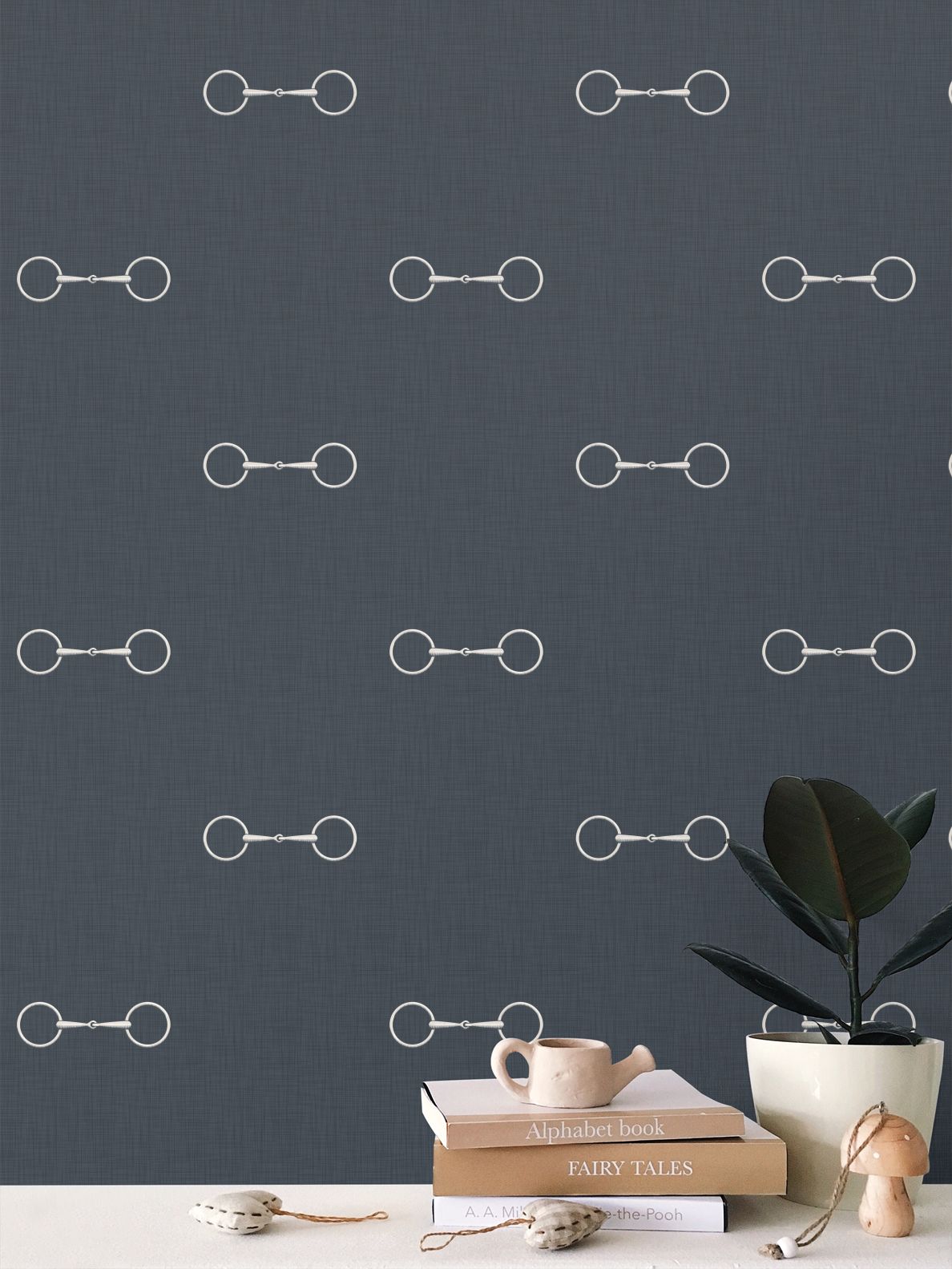 Wallpaper – Devon Horse Bits in Stonewashed Navy