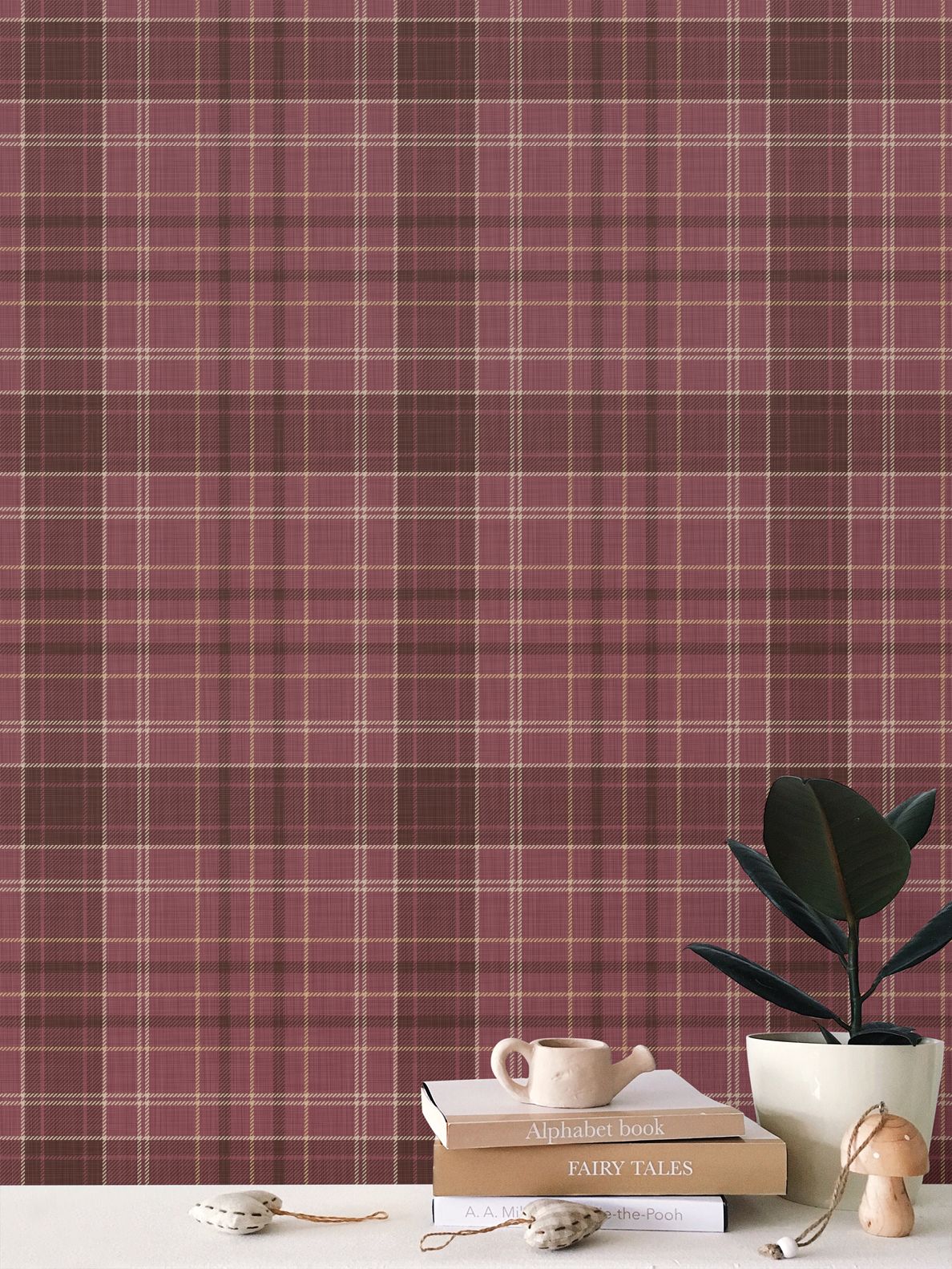 Wallpaper – Morgan Tartan Plaid in Garnet
