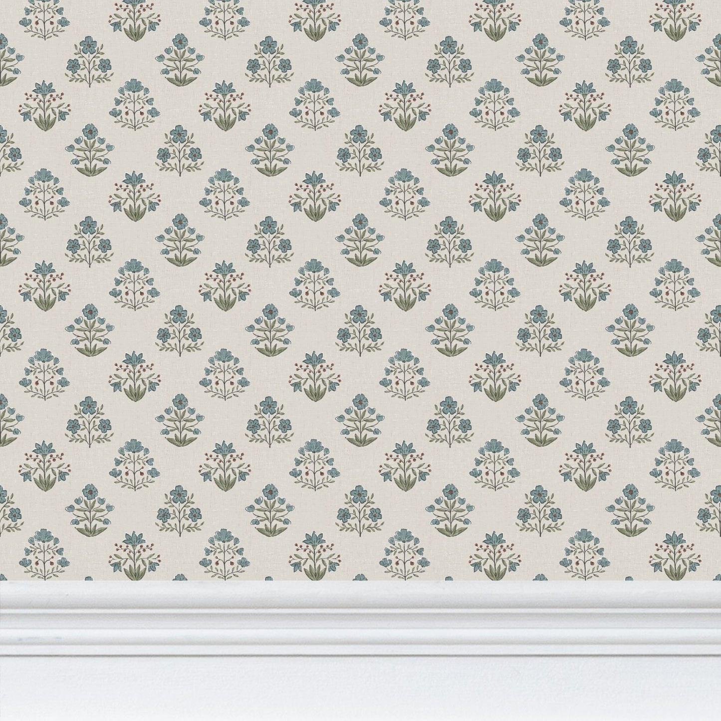 Wallpaper – Maribel Floral in Slate and Olive