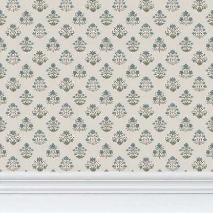 Wallpaper – Maribel Floral in Slate and Olive