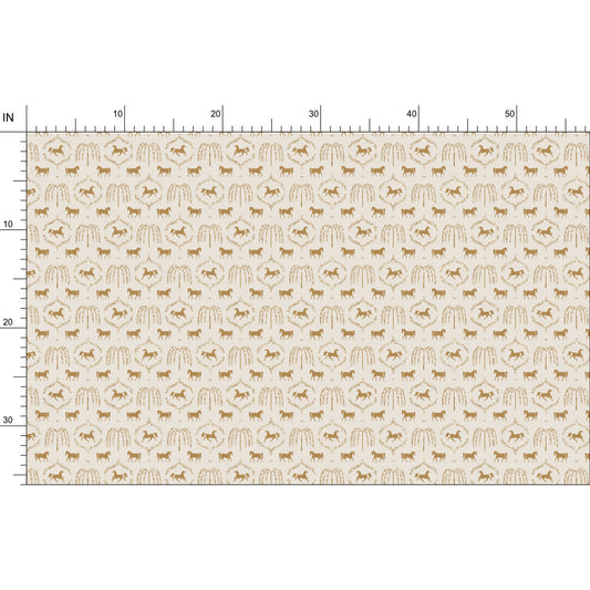 Fabric – Standish Horse and Willow in Gold and Cream