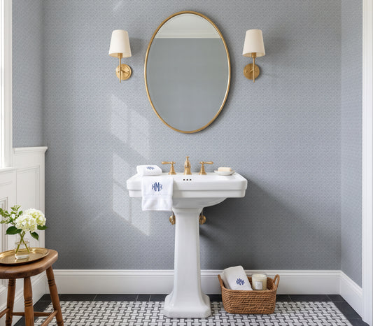 Wallpaper – Louisa Block Print Palmette Zinc