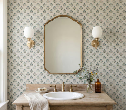Wallpaper – Maribel Floral in Slate and Olive