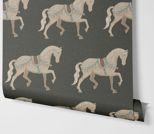 Wallpaper – Alderwick Horse Charcoal Olive