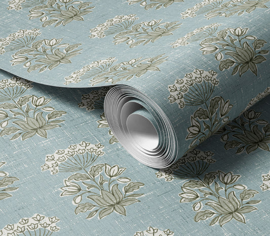 Wallpaper – Blythe In Provençal Blue and Sage Green