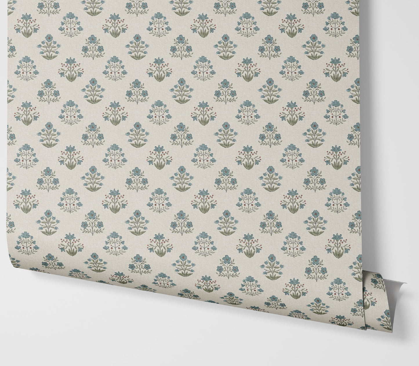 Wallpaper – Maribel Floral in Slate and Olive