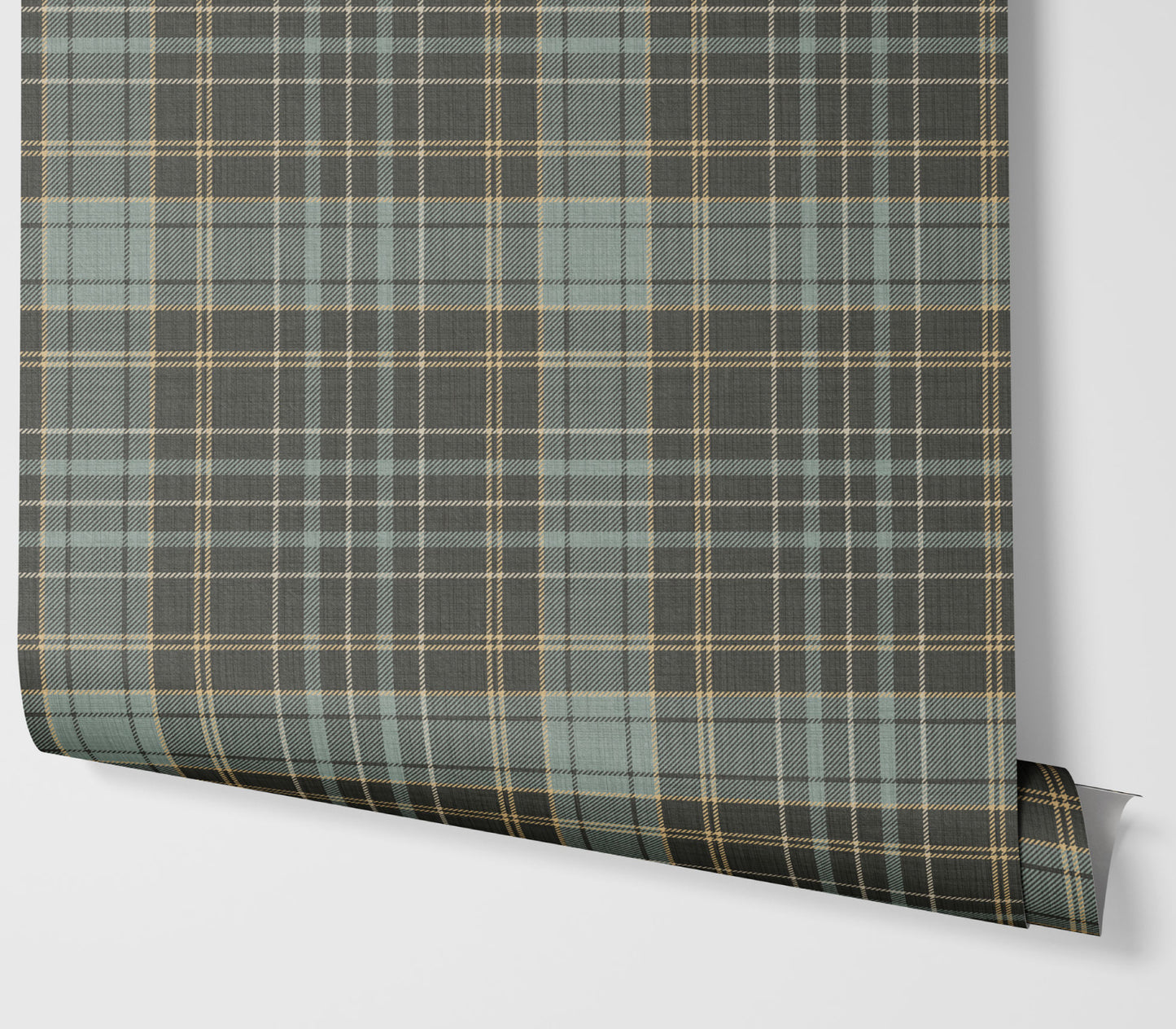 Wallpaper – Morgan Tartan Plaid in Charcoal Olive