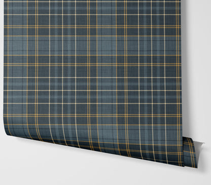 Wallpaper – Morgan Tartan Plaid in Dutch Navy