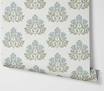 Wallpaper – Lettie in Provençal Blue and Sage Green
